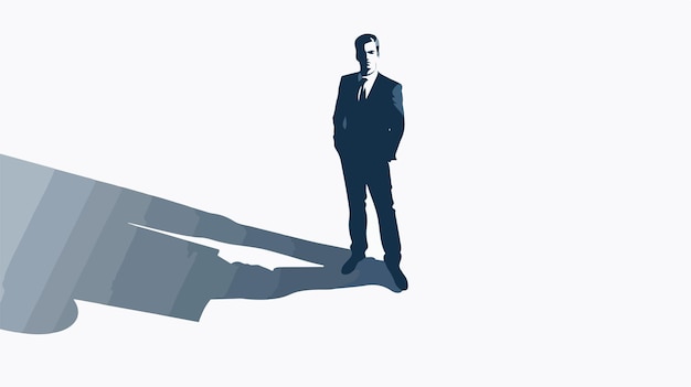 Business Man with Shadow Shaped as a Curve