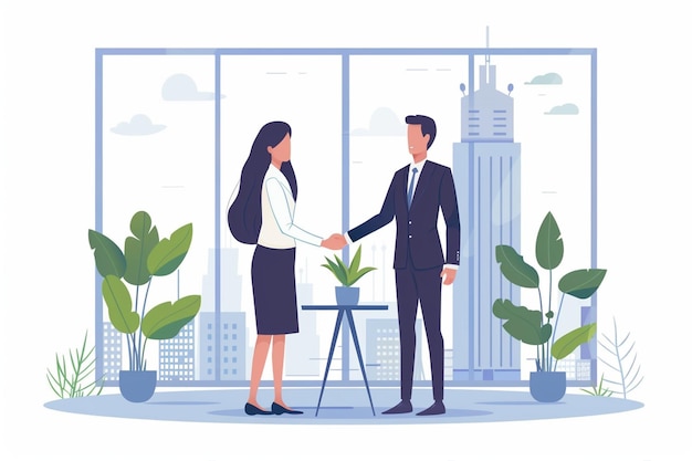 Business Man And Woman Shaking Hands