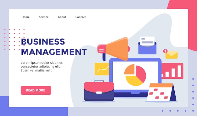 Business management concept campaign for web website home homepage landing page template   illustration 