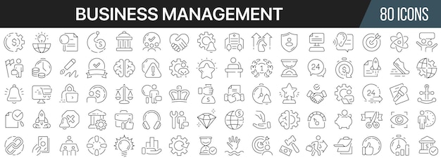 Business management line icons collection Big UI icon set in a flat design Thin outline icons pack Vector illustration EPS10