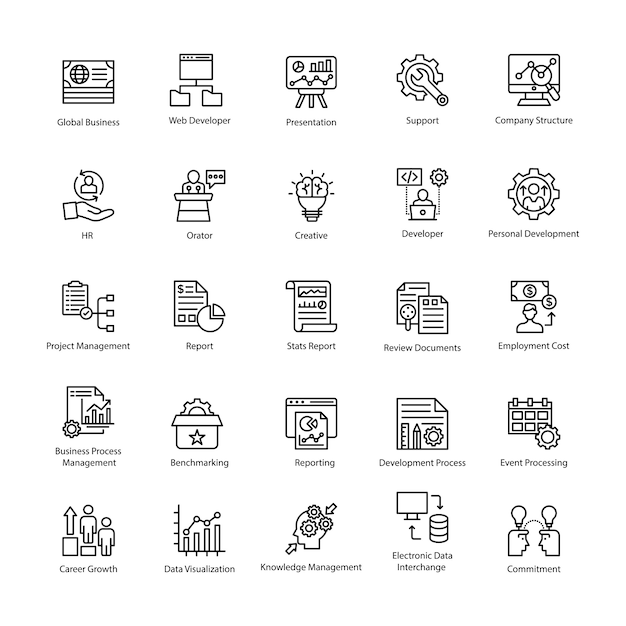 Business Management Outline Icons Pack