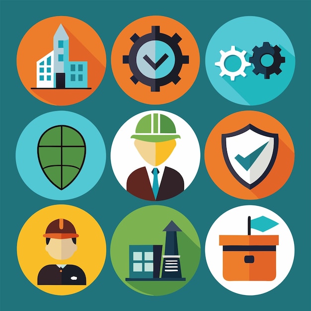 Business management vector icon set illustration