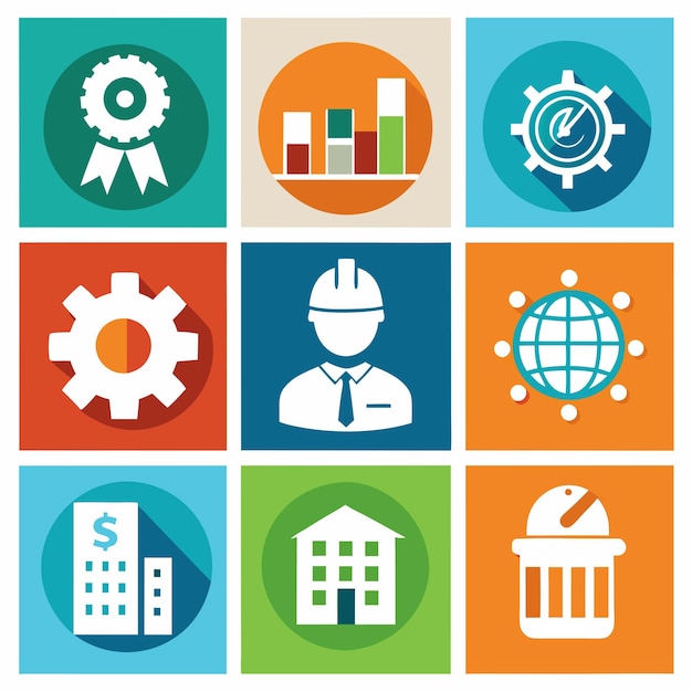 Business management vector icon set illustration