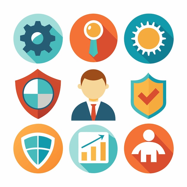 Business management vector icon set illustration