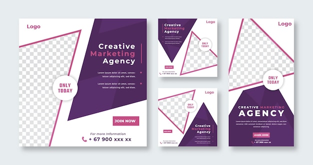 Vector business marketing agency banner for social media post online marketing and web advertising flyer