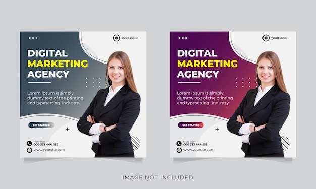 Business marketing social media post banner template