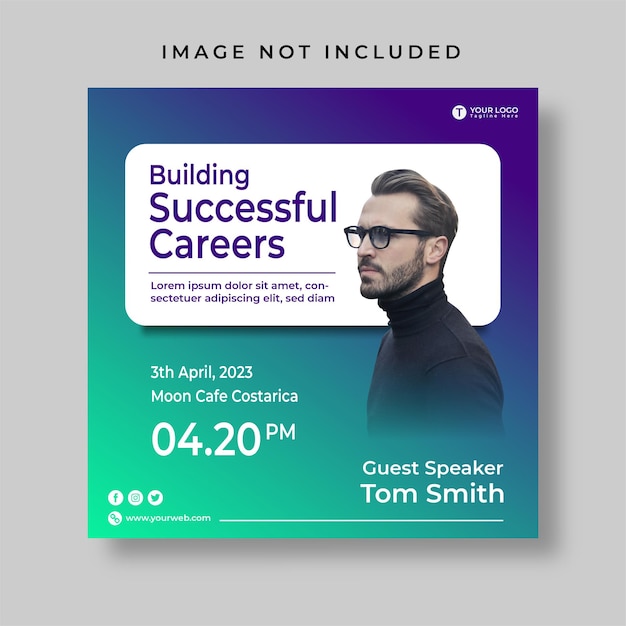 Business marketing webinar social media post template with gradient background