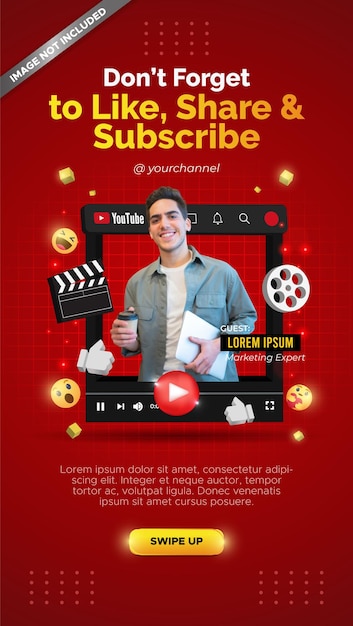 Business marketing for youtube channel promotion on instagram story template