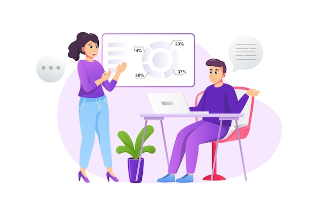 Business meeting concept in flat style with people scene