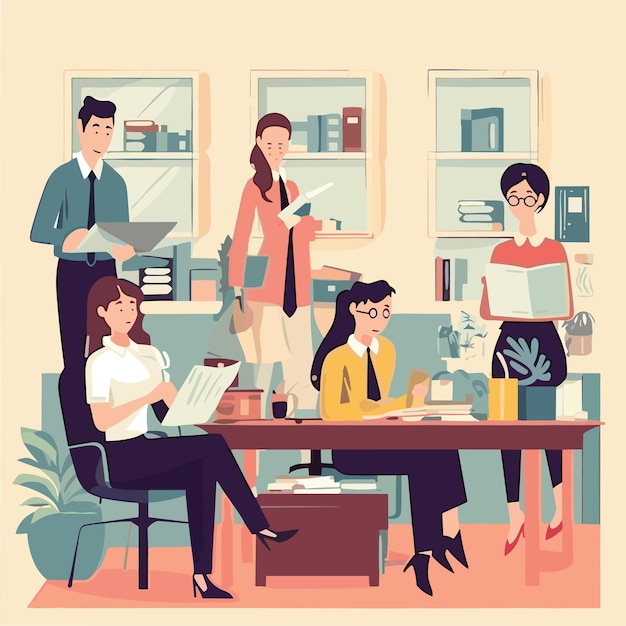 Business meeting of employees in the office vector illustration