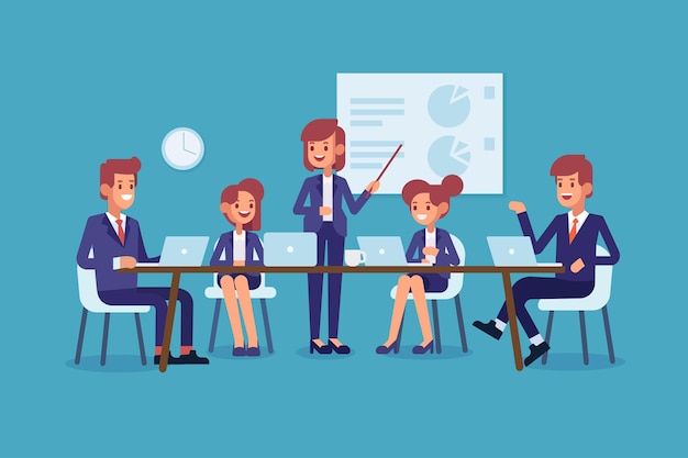 Business meeting flat vector illustration