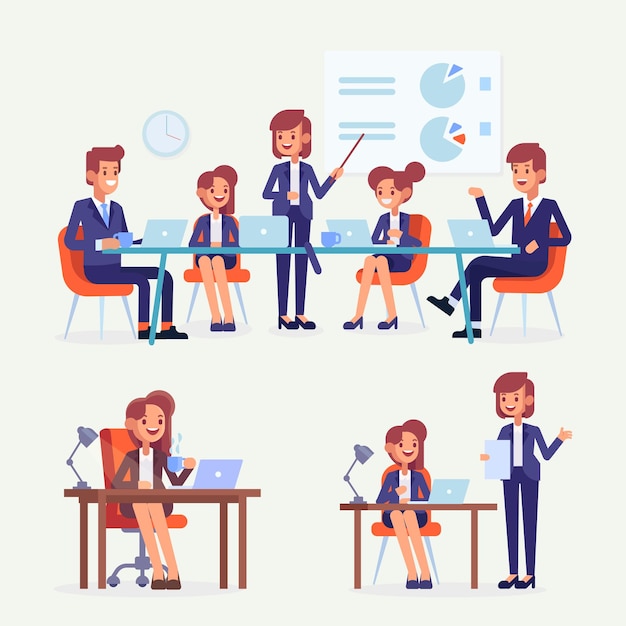 Business meeting flat vector illustration