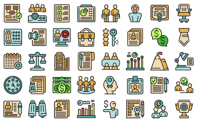 Business meeting icons set vector flat