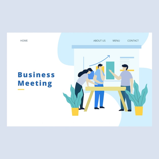 Business Meeting Landing Page Vector Template