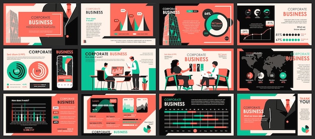 Business meeting presentation slides templates from infographic elements