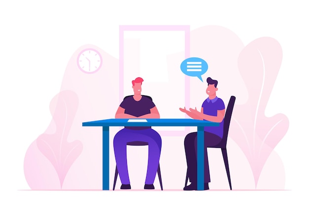 Business Meeting Process. Cartoon Flat Illustration