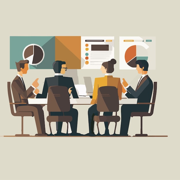 Business meeting team presentation Flat people on conference vector illustration