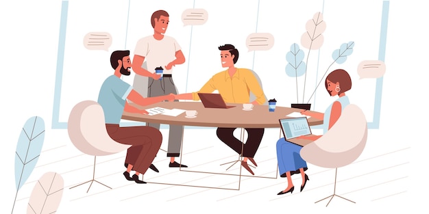 Business meeting web illustration in flat style