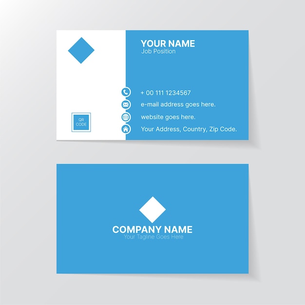 Business Modern Name Card White Blue