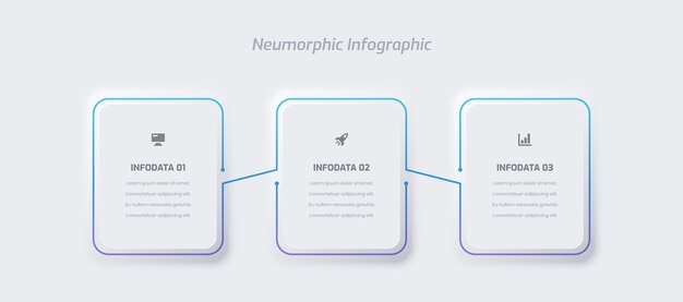 Business Neumorphic Infographic Presentation with Gradient Color Rectangle Label 3 Option and Icon