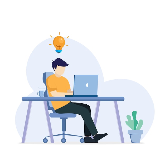 Business online idea or brainstorming Flat vector illustration