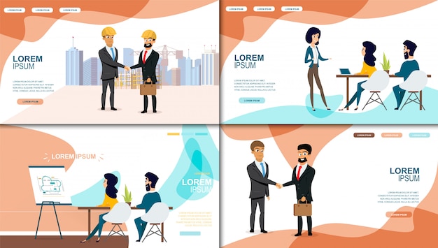 Business Online Services Vector Web Banners Set