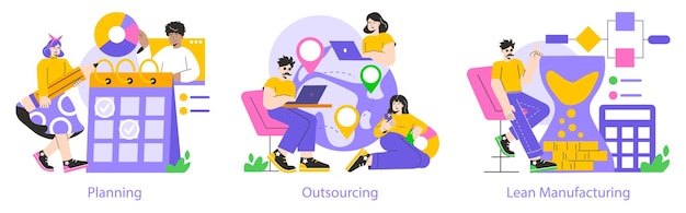 Vector business operations flat vector illustration