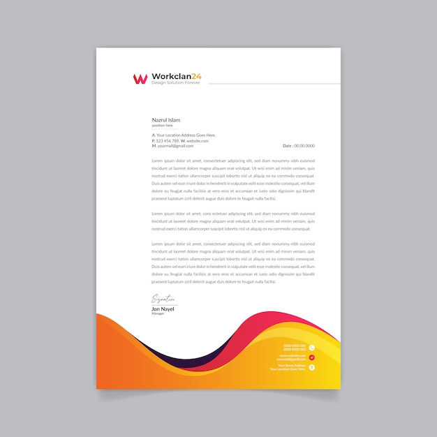 Business orange Abstract letterhead template  .