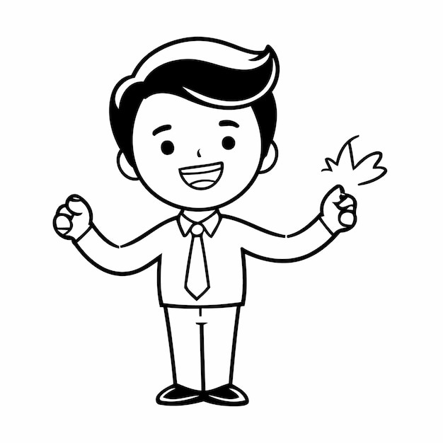 Business Outline Illustration in Black and White Doodle Vector