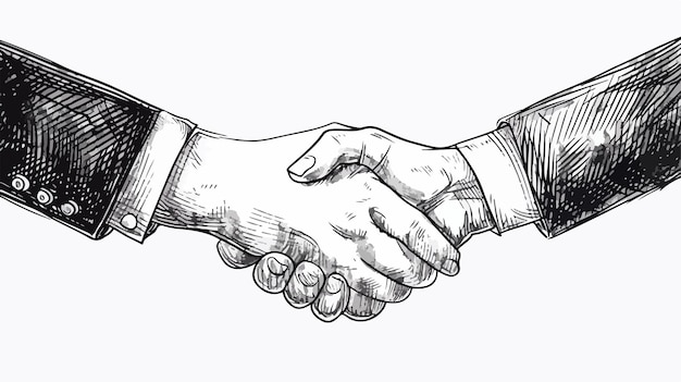 Vector business partners handshake handdrawn vector illustration