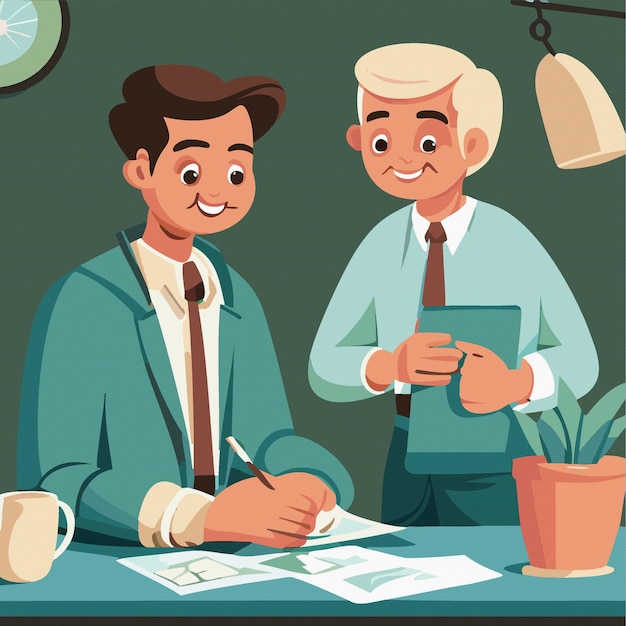 Business partners teamwork at office vector illustration