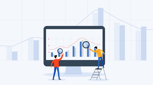 business people analytics and monitoring investment and finance report graph 