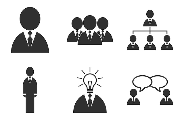 Business people and business planning icons set