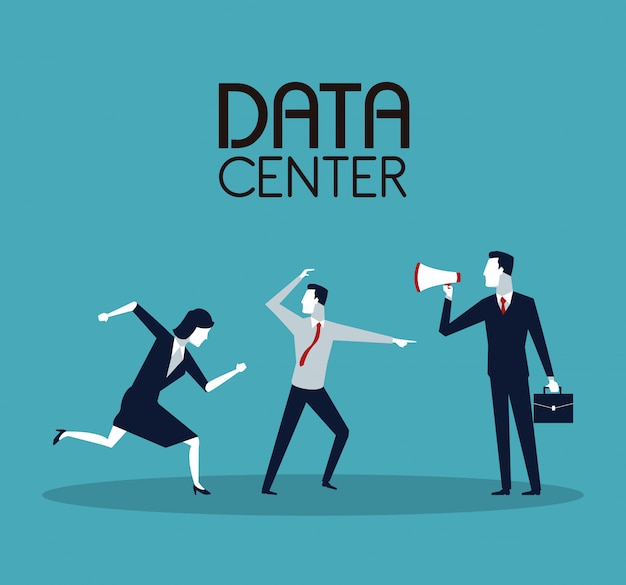 Business people and data center