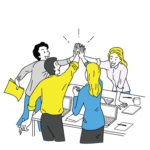 Business people giving high five