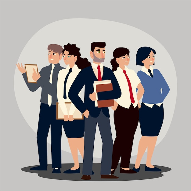 Business people, group of businessmen and business women characters cartoon