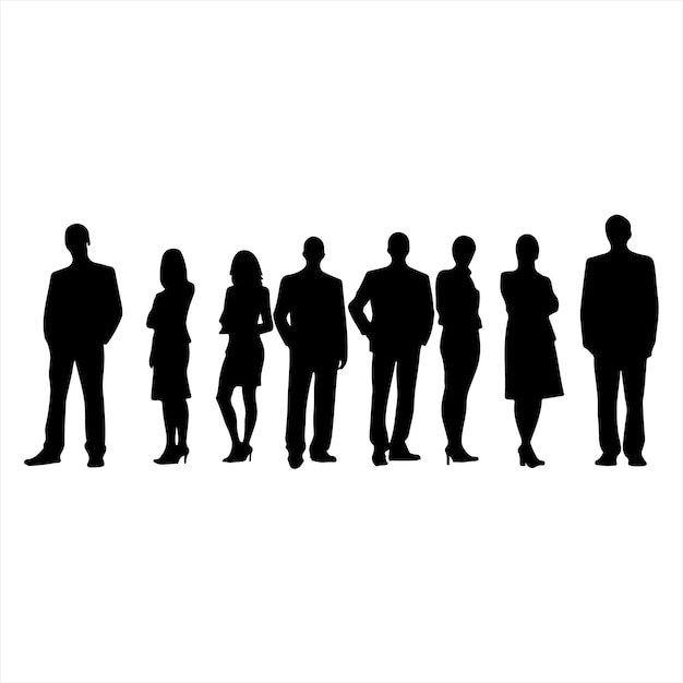 Business people group silhouette white background