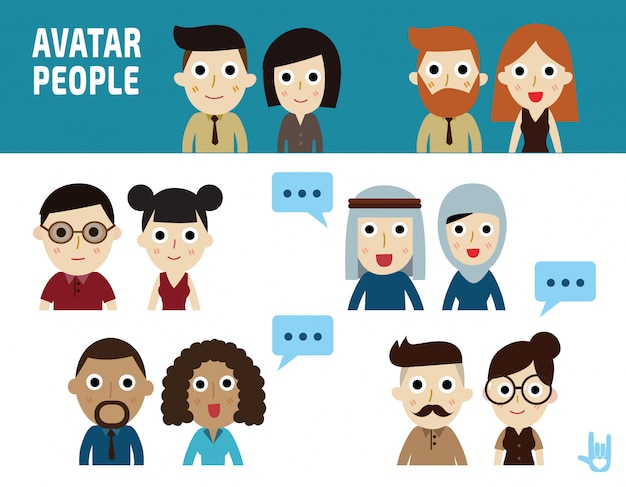 business people illustration. portrait character flat design icons.