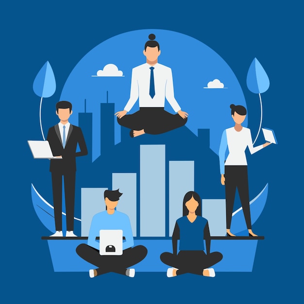 Vector business people in nirvana marketing analytics theme vector illustration flat 2