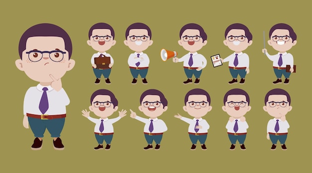 Business people set different gestures