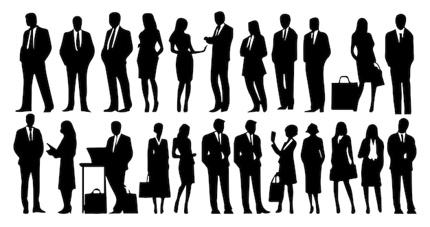 Vector business people set of vector silhouettesvector illustration