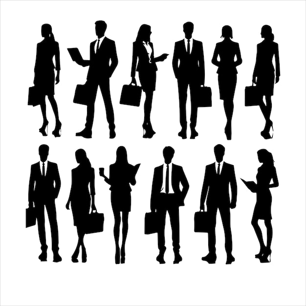 Business people silhouettes vector Collection of businesspeople silhouettes