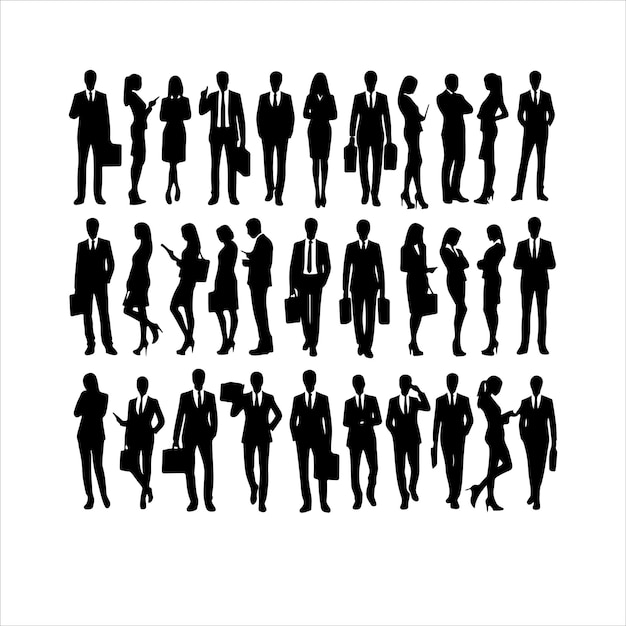 Business people silhouettes vector Collection of businesspeople silhouettes