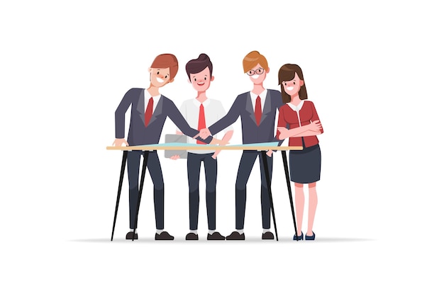 Business people teamwork office with Colleague working together concept Flat cartoon character