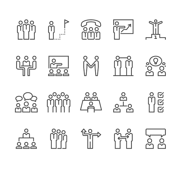 Business people thin icons Editable stroke