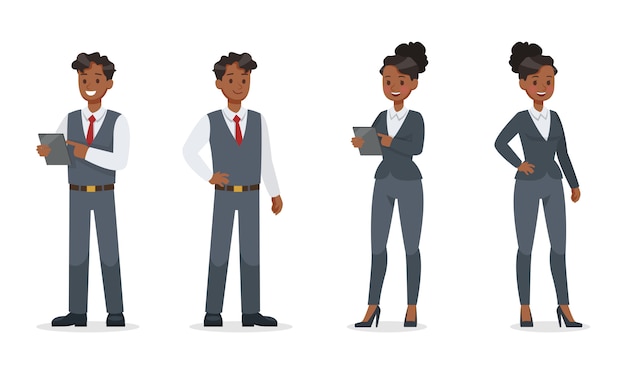 Business people working in office character set