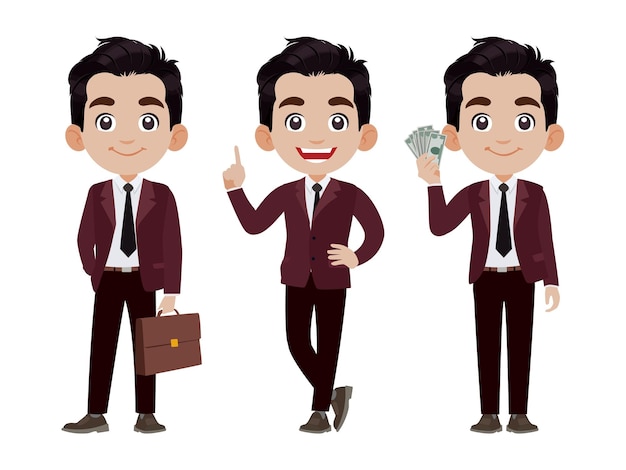 Business person in different positions set