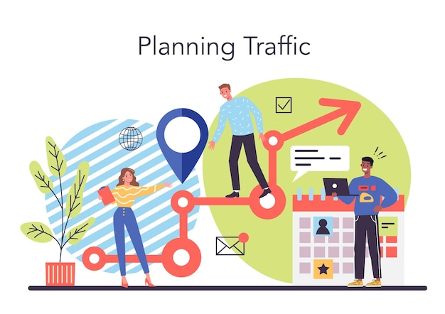 Business plan concept Idea of business strategy Setting a goal or target and following schedule Financial research analysis and organization Isolated flat vector illustration