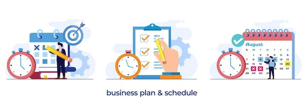 Business plan and schedule time management target and deadline concept flat illustration vector