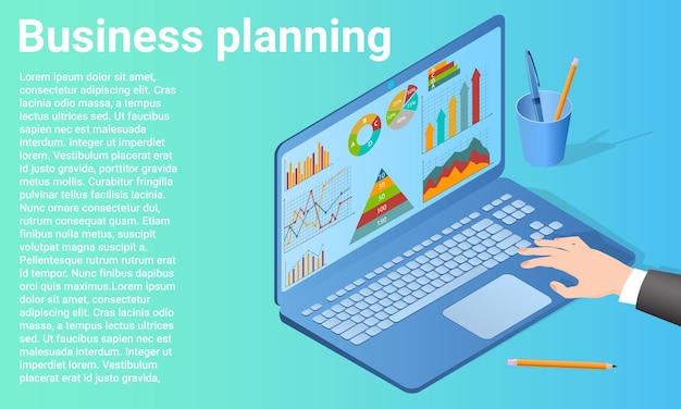 Business planning A businessman studies graphs and diagrams of business activityT